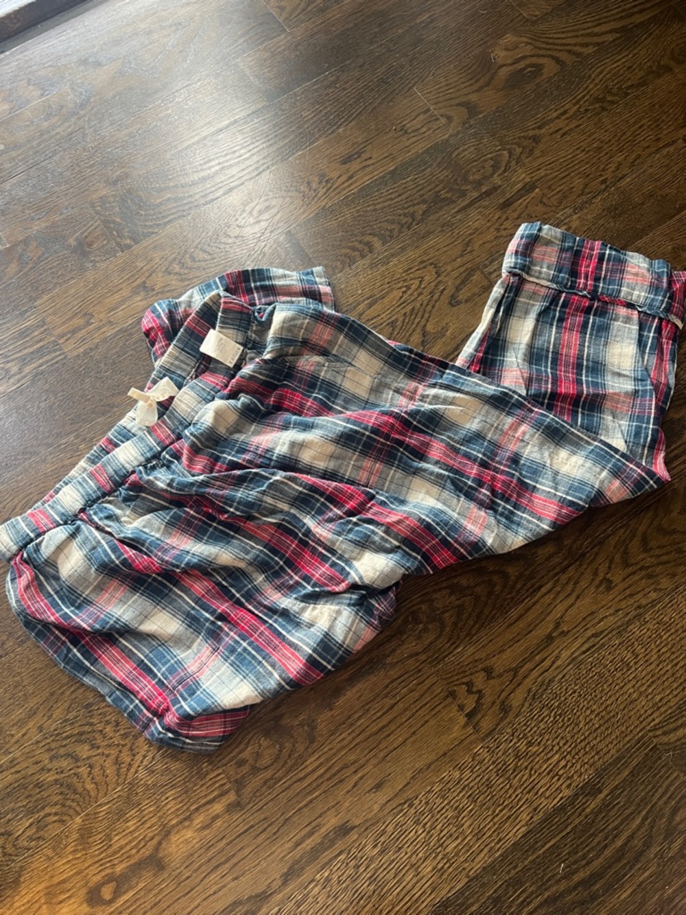 THE GREAT. Plaid Lounge Pants in Blue, White & Red